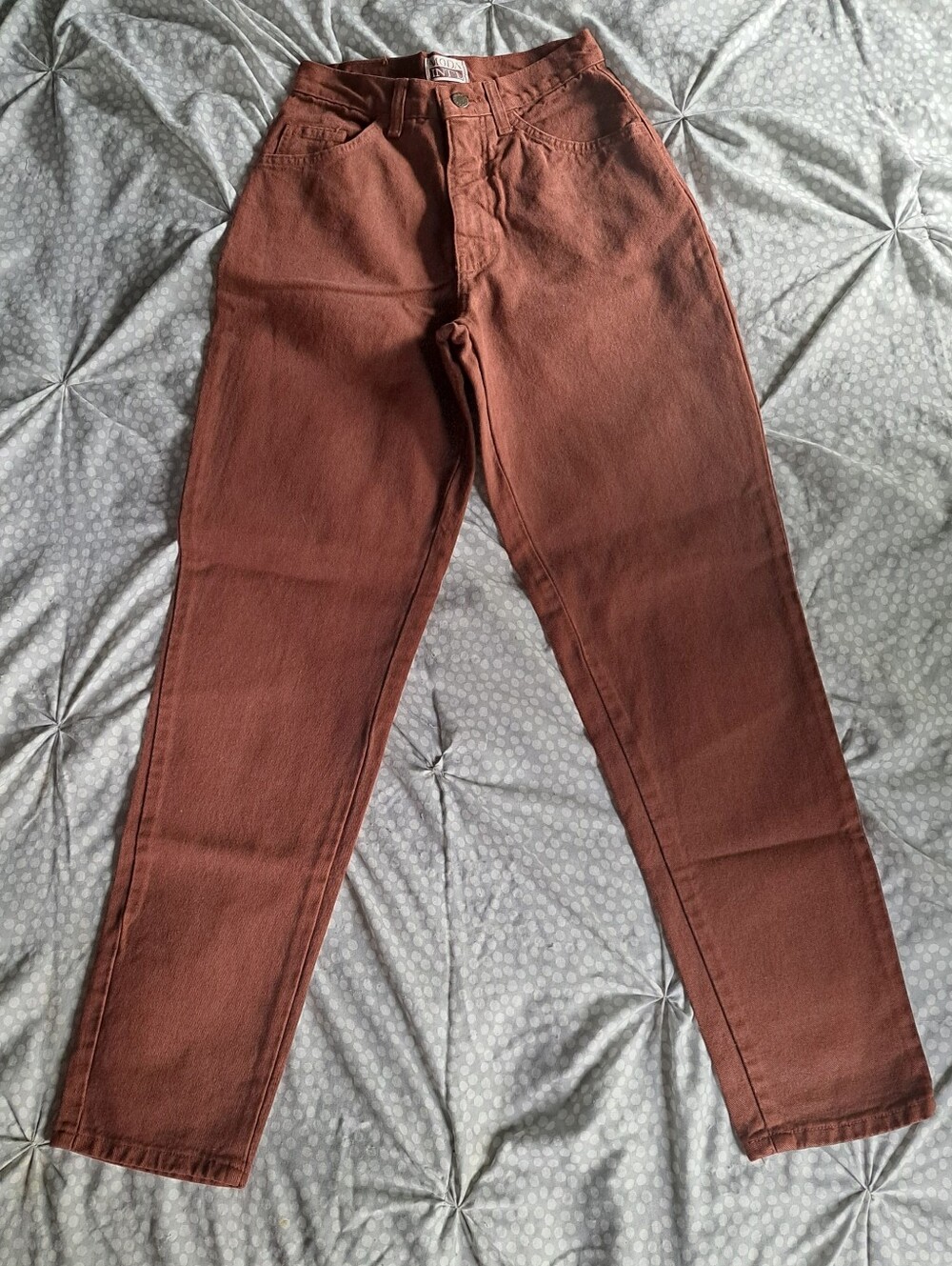 Moda International High-Waist Straight Leg Jeans in Rust Brown